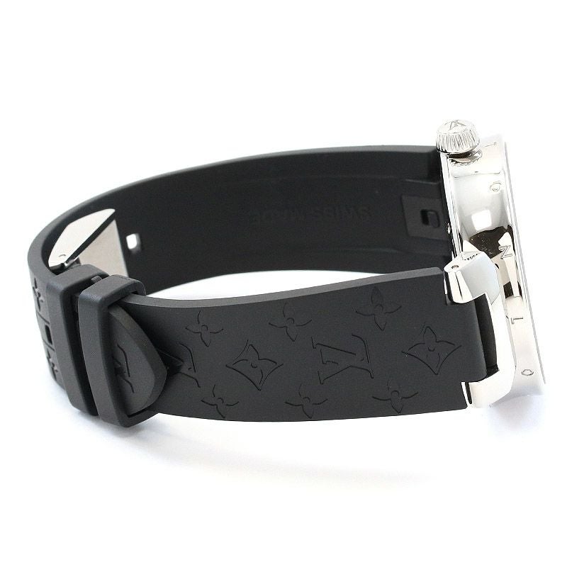 【中古】LOUIS VUITTON TAMBOUR MOON DUAL TIME BLACK & WHITE ルイ・ヴィトン タンブール ムーン デュアルタイム ブラック&ホワイト 39.5MM QA105Z
