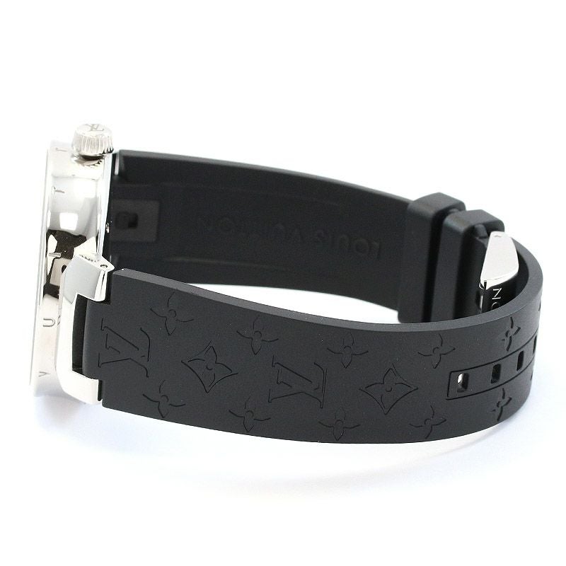 【中古】LOUIS VUITTON TAMBOUR MOON DUAL TIME BLACK & WHITE ルイ・ヴィトン タンブール ムーン デュアルタイム ブラック&ホワイト 39.5MM QA105Z