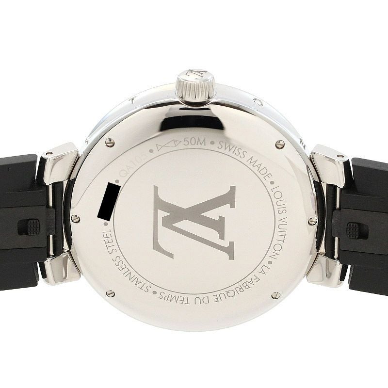 【中古】LOUIS VUITTON TAMBOUR MOON DUAL TIME BLACK & WHITE ルイ・ヴィトン タンブール ムーン デュアルタイム ブラック&ホワイト 39.5MM QA105Z