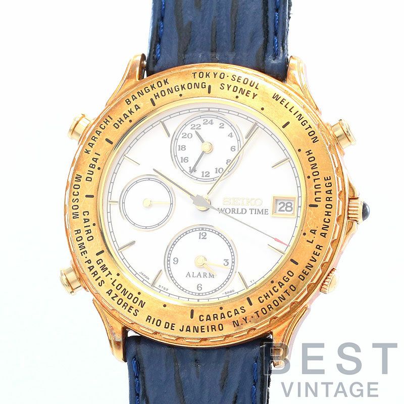 【中古】SEIKO WORLD TIME ALARM セイコー ワールドタイム アラーム SBKW004 (5T52-6A80)