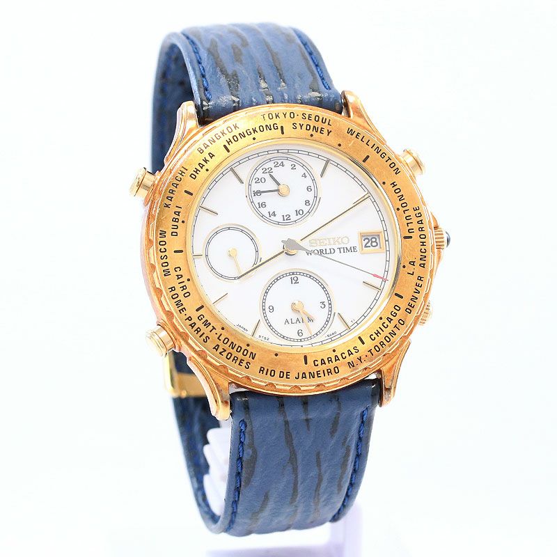 【中古】SEIKO WORLD TIME ALARM セイコー ワールドタイム アラーム SBKW004 (5T52-6A80)