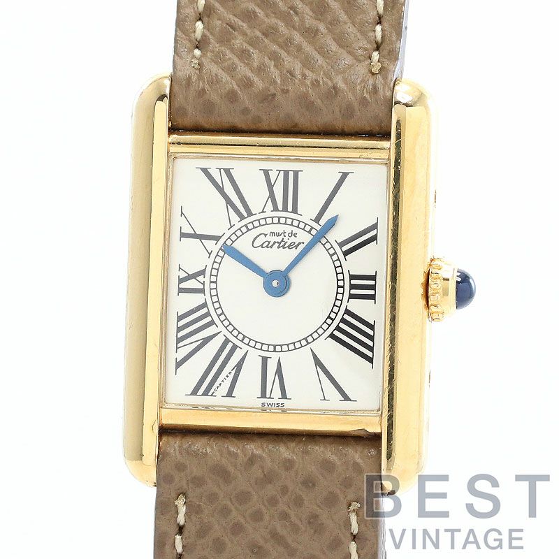 【中古】CARTIER MUST TANK SMALL MODEL VERMEIL OPALINE DIAL カルティエ マストタンク SM ヴェルメイユ オパランダイヤル W1005554