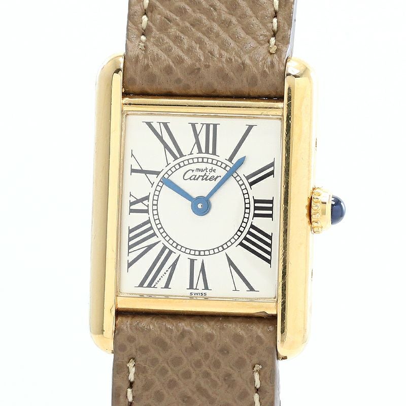 【中古】CARTIER MUST TANK SMALL MODEL VERMEIL OPALINE DIAL カルティエ マストタンク SM ヴェルメイユ オパランダイヤル W1005554