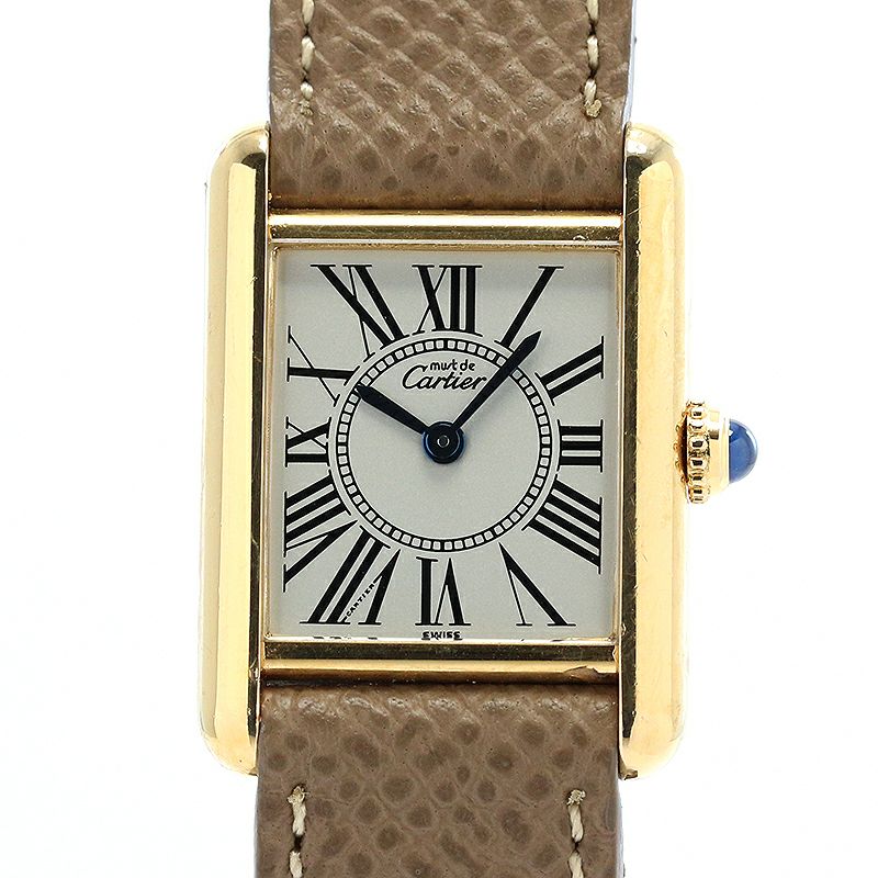 【中古】CARTIER MUST TANK SMALL MODEL VERMEIL OPALINE DIAL カルティエ マストタンク SM ヴェルメイユ オパランダイヤル W1005554