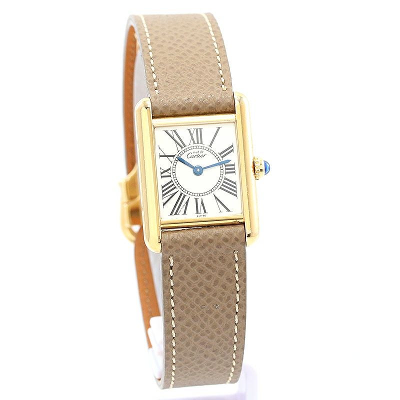 【中古】CARTIER MUST TANK SMALL MODEL VERMEIL OPALINE DIAL カルティエ マストタンク SM ヴェルメイユ オパランダイヤル W1005554