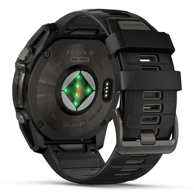 GARMIN fenix 8 Sapphire Dual Power 51mm Ti Carbon Gray DLC / Black ガーミン フェニックス8 サファイア デュアルパワー 51mm Ti カーボン グレー DLC / ブラック 010-02907-50
