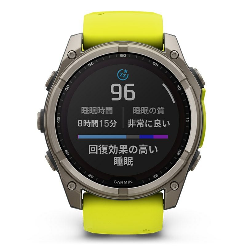 GARMIN fenix 8 Sapphire Dual Power 51mm Ti / Amp Yellow ガーミン フェニックス8 サファイア デュアルパワー 51mm Ti / アンプ イエロー 010-02907-51