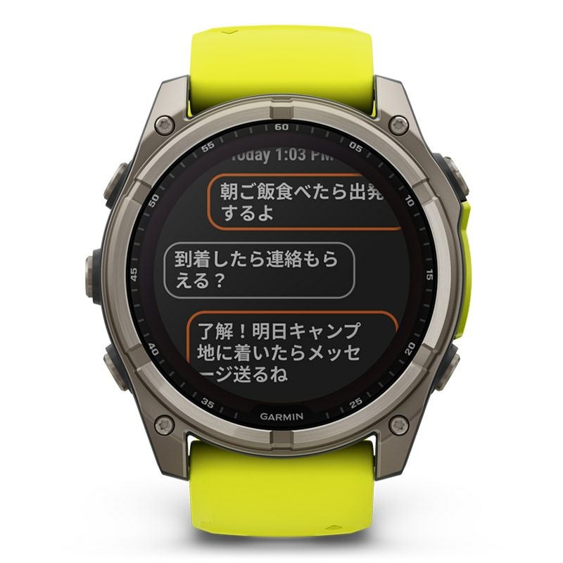 GARMIN fenix 8 Sapphire Dual Power 51mm Ti / Amp Yellow ガーミン フェニックス8 サファイア デュアルパワー 51mm Ti / アンプ イエロー 010-02907-51