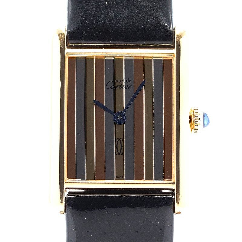 【中古】CARTIER MUST TANK LARGE MODEL TRINITY カルティエ マストタンク LM ヴェルメイユ ストライプトリニティダイヤル 81972213