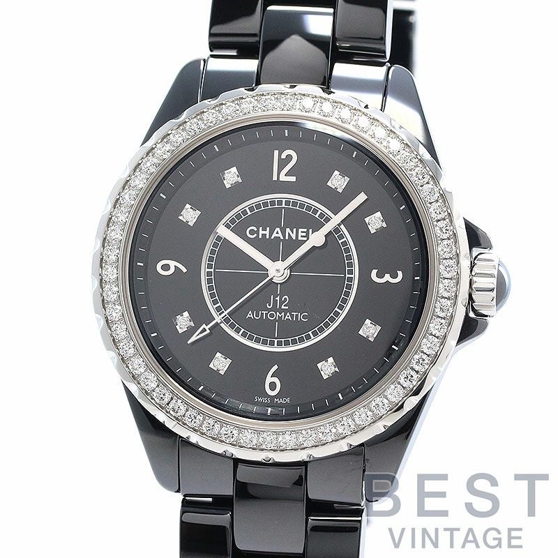 【中古】CHANEL J12 シャネル J12 38MM ブラックセラミック ダイヤモンドベゼル H3109