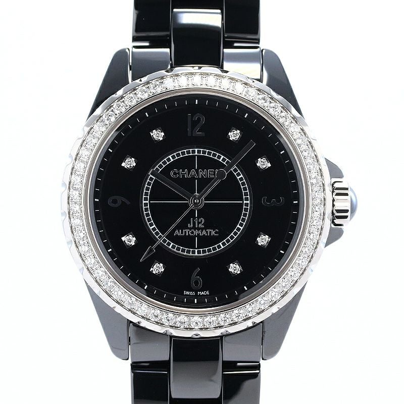 【中古】CHANEL J12 シャネル J12 38MM ブラックセラミック ダイヤモンドベゼル H3109