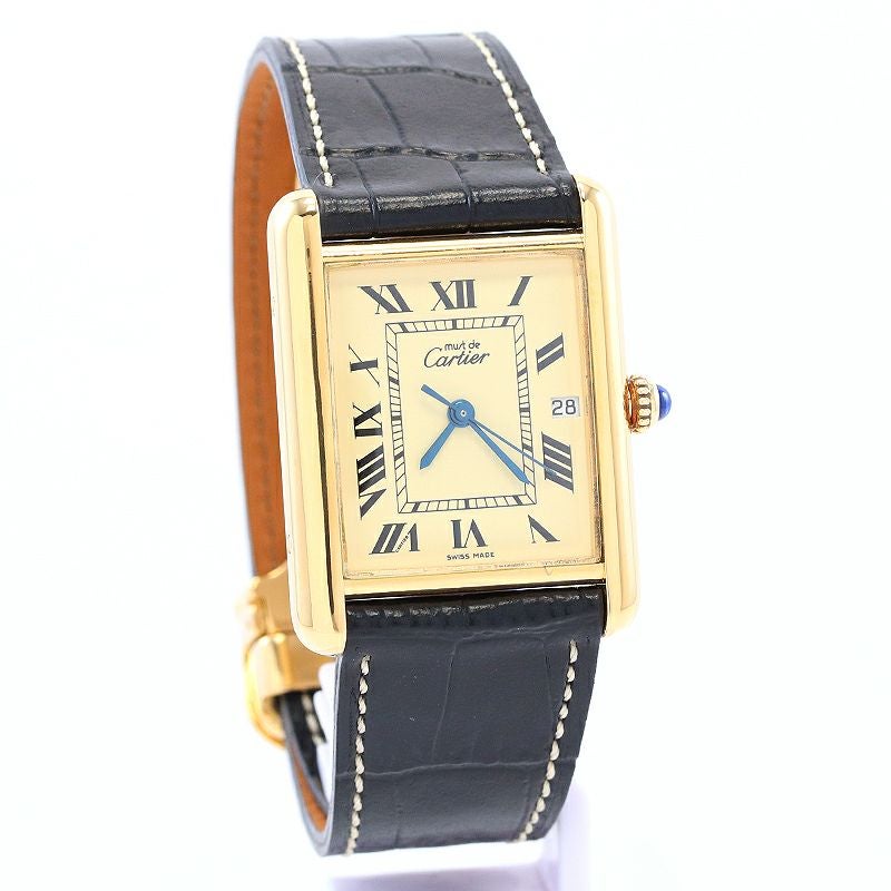 【中古】CARTIER MUST TANK LARGE MODEL JUMBO VERMEIL カルティエ マストタンク LM ジャンボ ヴェルメイユ W1017454