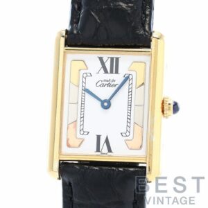 【中古】CARTIER MUST TANK LARGE MODEL VERMEIL TRINITY DIAL カルティエ マストタンクLM ヴェルメイユ トリニティダイヤル W1006254