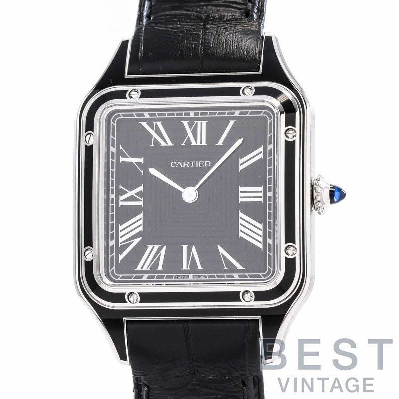 【中古】CARTIER SANTOS-DUMONT LARGE MODEL BLACK LACQUER カルティエ サントス-デュモン LM ブラックラッカー WSSA0046