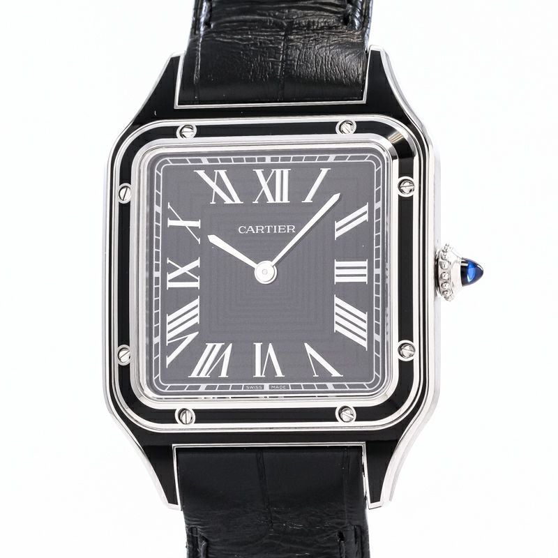 【中古】CARTIER SANTOS-DUMONT LARGE MODEL BLACK LACQUER カルティエ サントス-デュモン LM ブラックラッカー WSSA0046