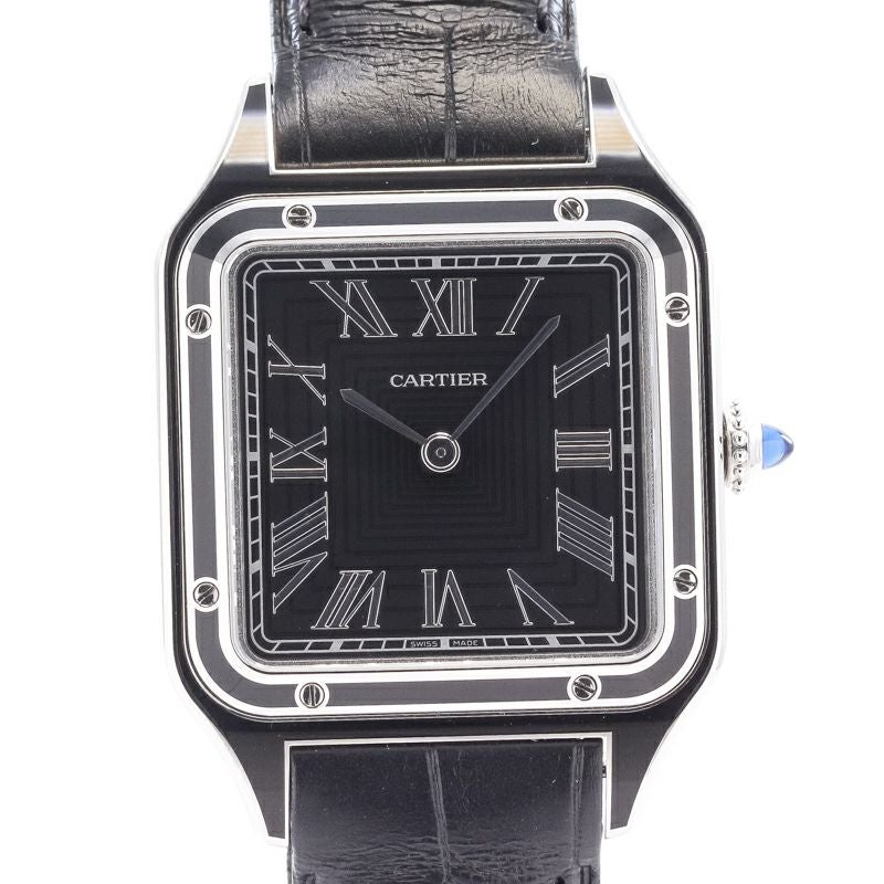 【中古】CARTIER SANTOS-DUMONT LARGE MODEL BLACK LACQUER カルティエ サントス-デュモン LM ブラックラッカー WSSA0046