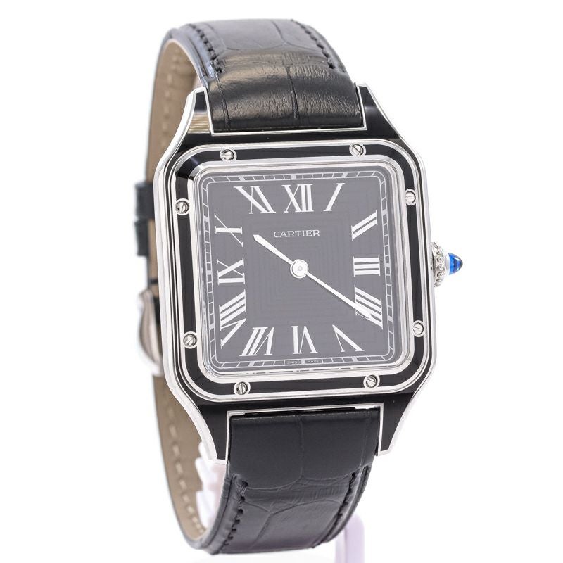 【中古】CARTIER SANTOS-DUMONT LARGE MODEL BLACK LACQUER カルティエ サントス-デュモン LM ブラックラッカー WSSA0046