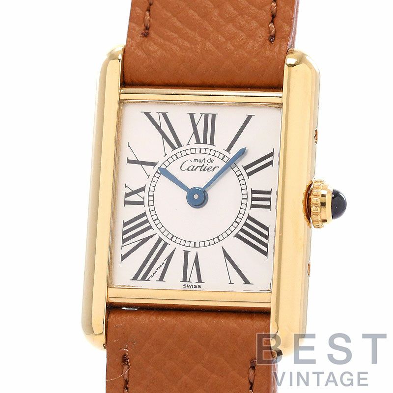 【中古】CARTIER MUST TANK SMALL MODEL VERMEIL OPALINE DIAL カルティエ マストタンク SM ヴェルメイユ オパランダイヤル W1005554