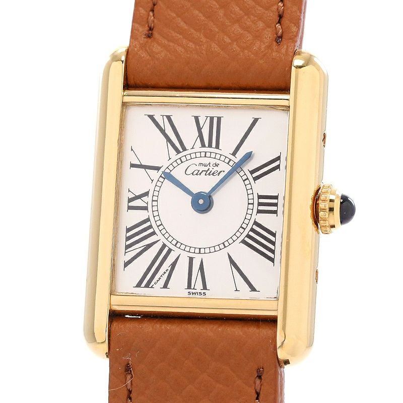 【中古】CARTIER MUST TANK SMALL MODEL VERMEIL OPALINE DIAL カルティエ マストタンク SM ヴェルメイユ オパランダイヤル W1005554