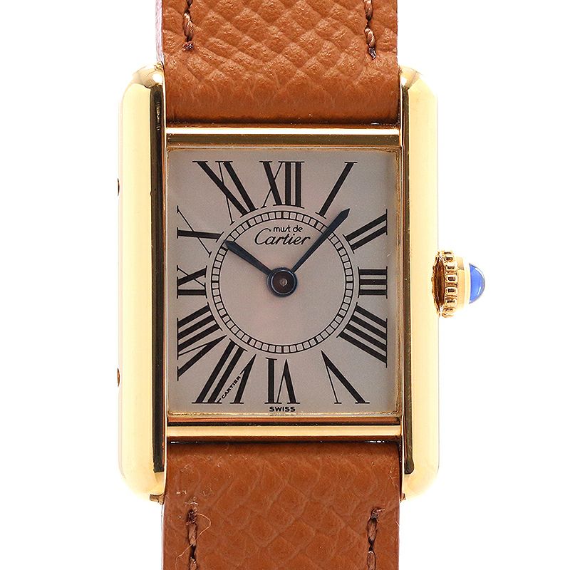 【中古】CARTIER MUST TANK SMALL MODEL VERMEIL OPALINE DIAL カルティエ マストタンク SM ヴェルメイユ オパランダイヤル W1005554