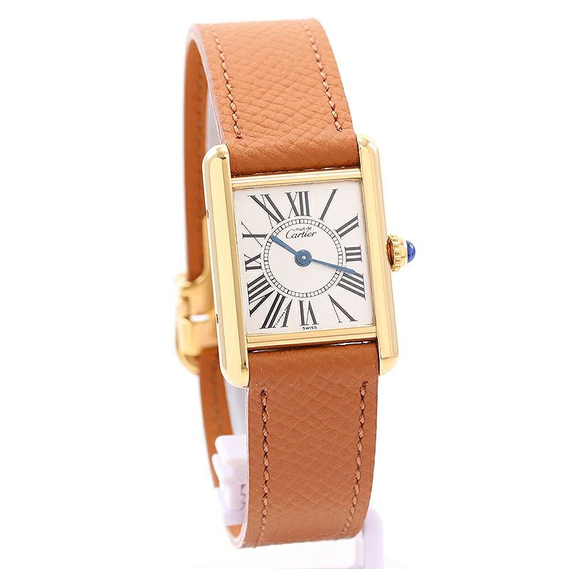 【中古】CARTIER MUST TANK SMALL MODEL VERMEIL OPALINE DIAL カルティエ マストタンク SM ヴェルメイユ オパランダイヤル W1005554