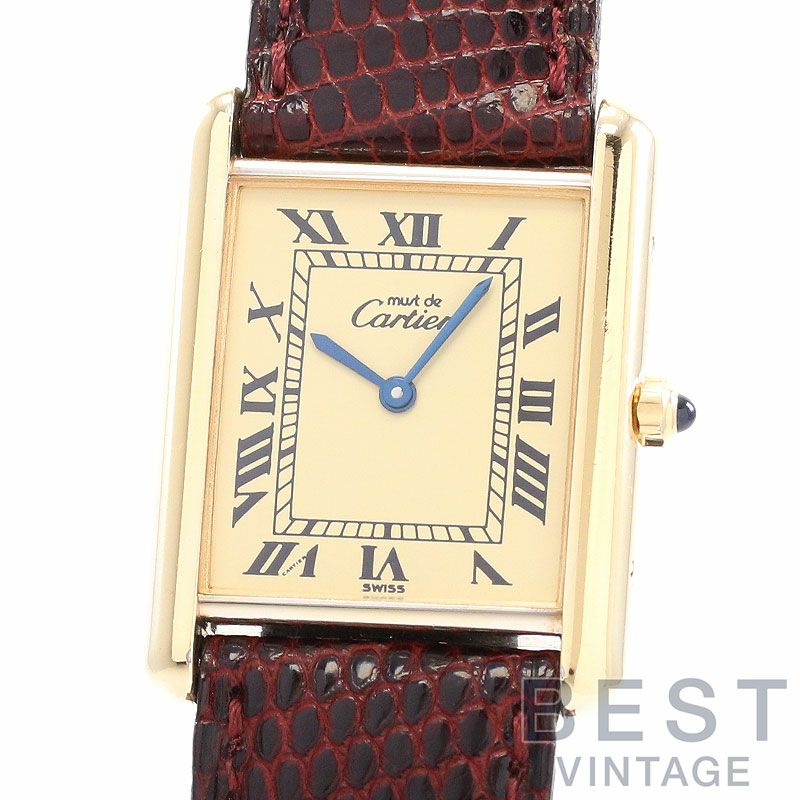 【中古】CARTIER MUST TANK LARGE MODEL VERMEIL カルティエ マストタンク LM ヴェルメイユ 83918223 (681006)