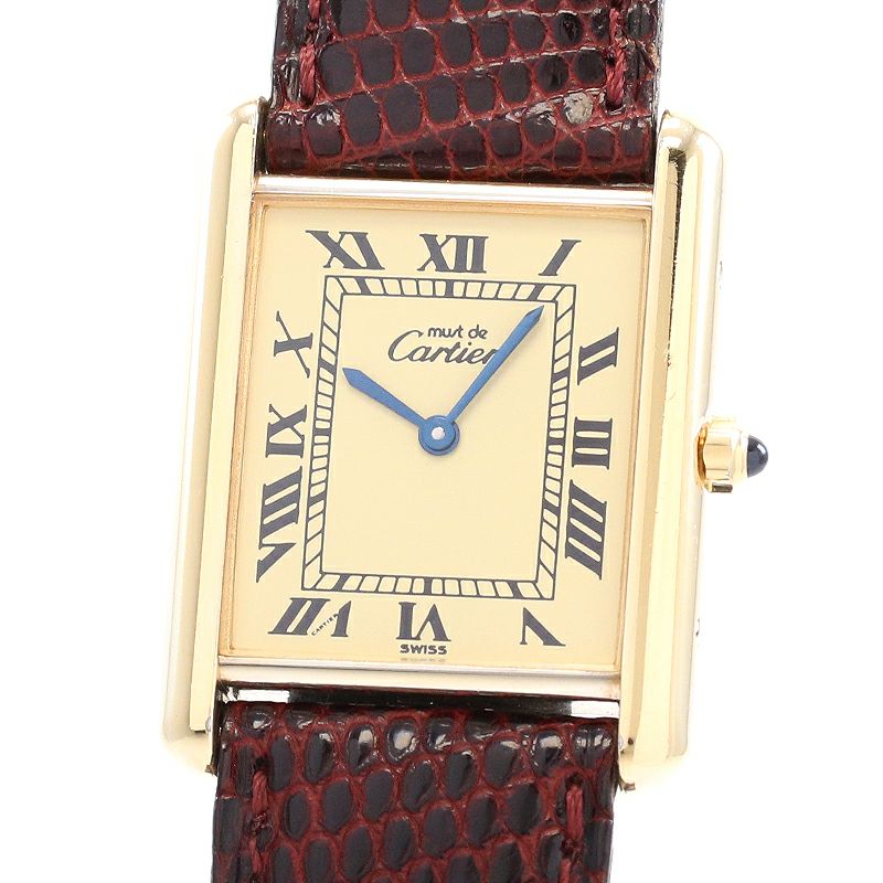 【中古】CARTIER MUST TANK LARGE MODEL VERMEIL カルティエ マストタンク LM ヴェルメイユ 83918223 (681006)