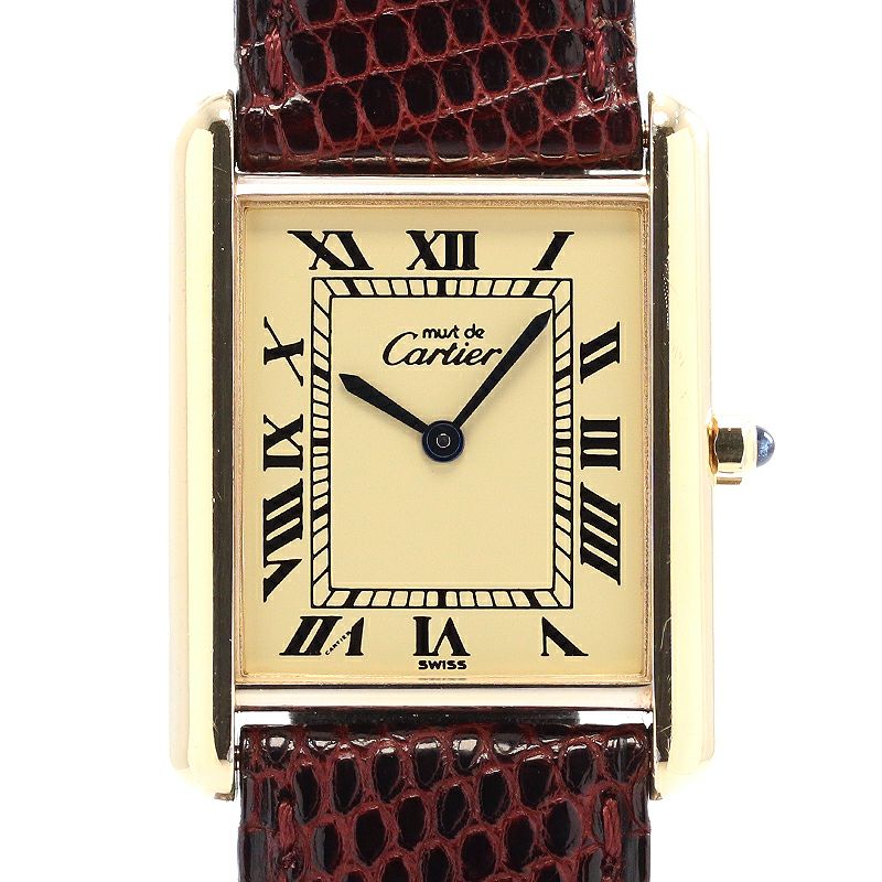 【中古】CARTIER MUST TANK LARGE MODEL VERMEIL カルティエ マストタンク LM ヴェルメイユ 83918223 (681006)