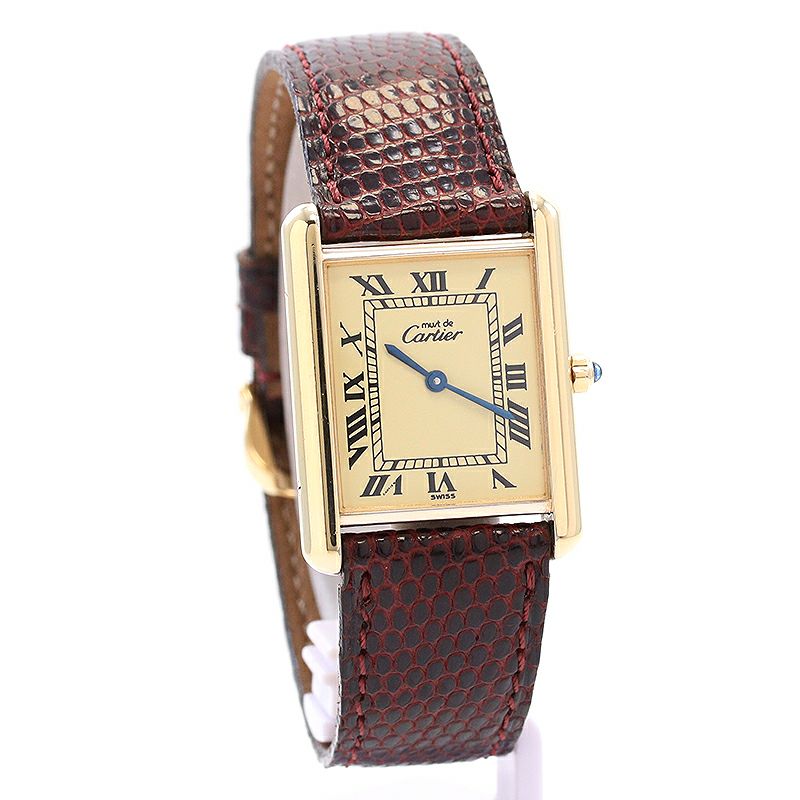 【中古】CARTIER MUST TANK LARGE MODEL VERMEIL カルティエ マストタンク LM ヴェルメイユ 83918223 (681006)