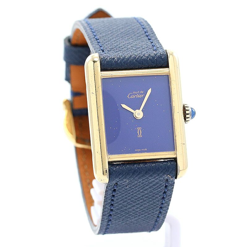【中古】CARTIER MUST TANK SMALL MODEL VERMEIL LAPIS LAZULI DIAL カルティエ マストタンク SM ヴェルメイユ ラピスラズリダイヤル 82975413