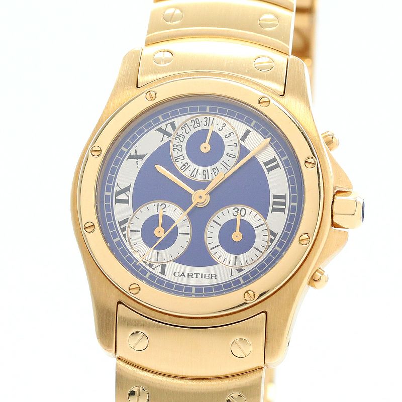 【中古】CARTIER SANTOS RONDE MEDIUM MODEL CHRONO REFLEX / SANTOS COUGAR カルティエ サントス ロンド MM クロノリフレックス / サントス クーガー W15078G1