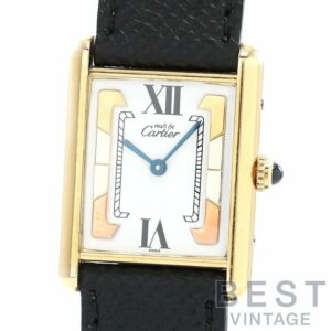 【中古】CARTIER MUST TANK LARGE MODEL VERMEIL TRINITY DIAL カルティエ マストタンク LM ヴェルメイユ トリニティダイヤル W1006254