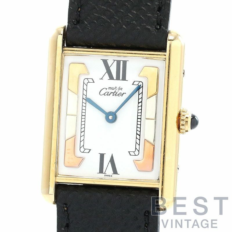 【中古】CARTIER MUST TANK LARGE MODEL VERMEIL TRINITY DIAL カルティエ マストタンク LM ヴェルメイユ トリニティダイヤル W1006254
