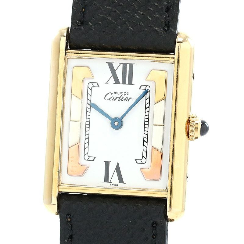 【中古】CARTIER MUST TANK LARGE MODEL VERMEIL TRINITY DIAL カルティエ マストタンク LM ヴェルメイユ トリニティダイヤル W1006254