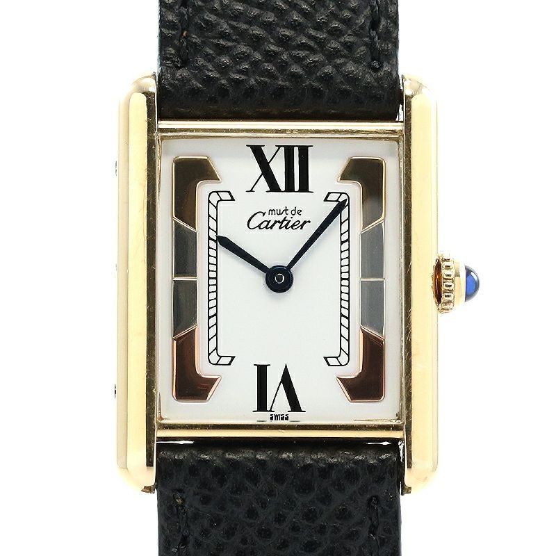 【中古】CARTIER MUST TANK LARGE MODEL VERMEIL TRINITY DIAL カルティエ マストタンク LM ヴェルメイユ トリニティダイヤル W1006254
