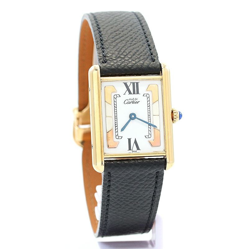【中古】CARTIER MUST TANK LARGE MODEL VERMEIL TRINITY DIAL カルティエ マストタンク LM ヴェルメイユ トリニティダイヤル W1006254