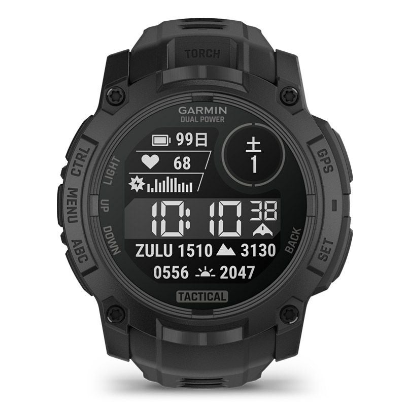 GARMIN Instinct 3 Dual Power Tactical 50mm Black ガーミン インスティンクト 3 デュアルパワー タクティカル 50mm ブラック 010-02935-80