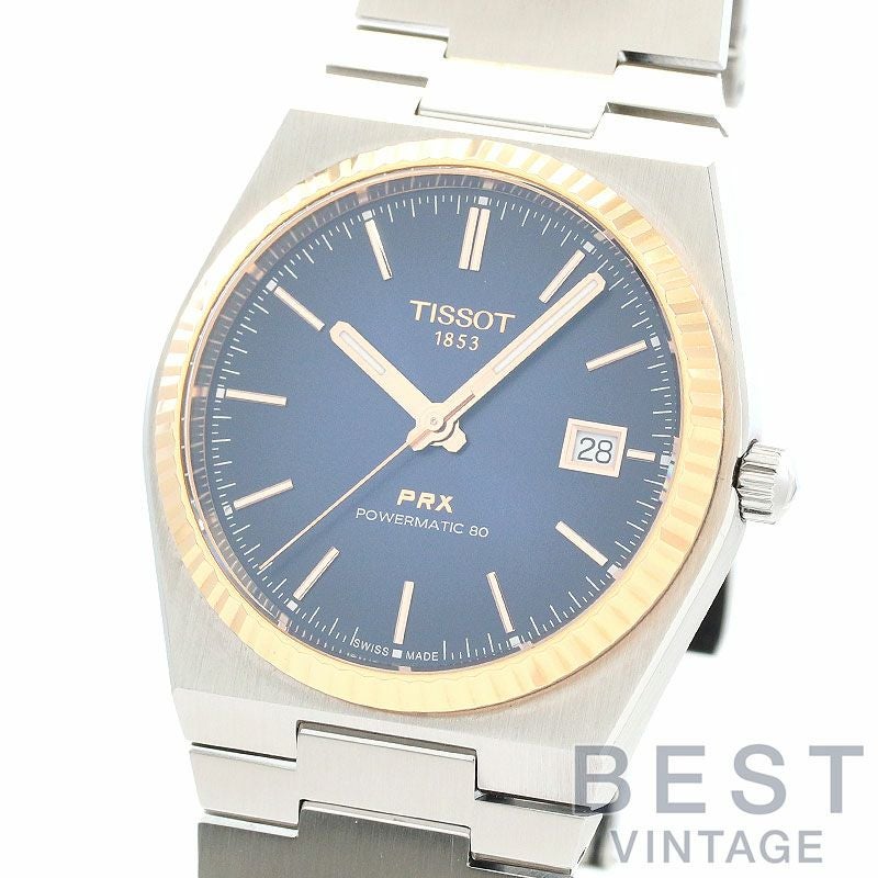 【中古】TISSOT PRX POWERMATIC 80 STEEL & 18K GOLD BEZEL ティソ PRX パワーマティック80 スティール&18Kゴールドベゼル 40MM T931.407.41.041.00 (T931407 A)