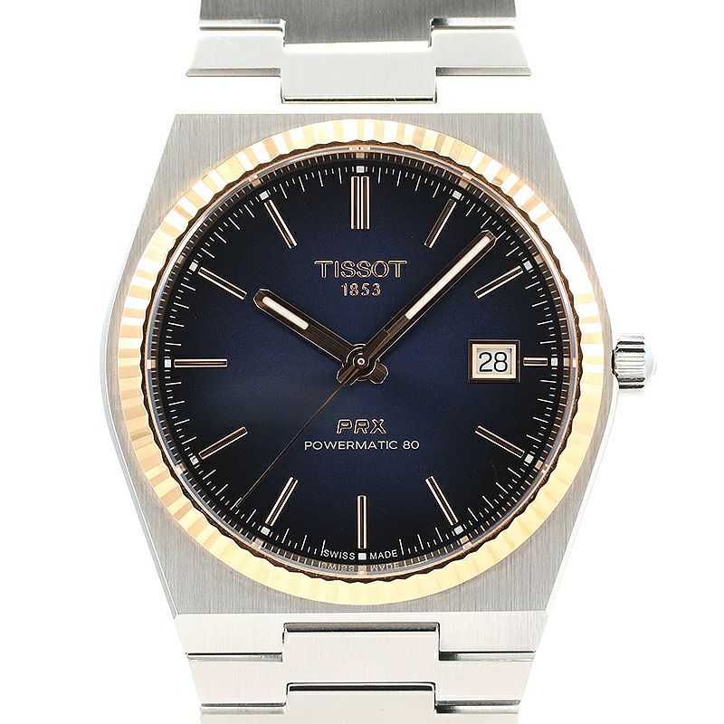 【中古】TISSOT PRX POWERMATIC 80 STEEL & 18K GOLD BEZEL ティソ PRX パワーマティック80 スティール&18Kゴールドベゼル 40MM T931.407.41.041.00 (T931407 A)