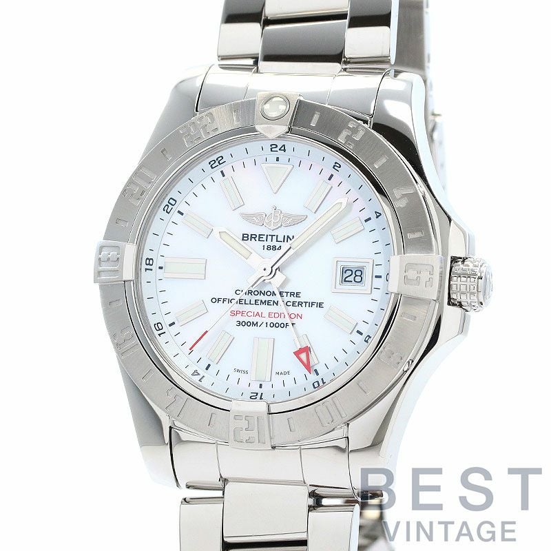 【中古】BREITLING AVENGER II GMT MOTHER OF PEARL JAPAN EDITION ブライトリング アベンジャーII GMT マザーオブパール ジャパンエディション A3239011/A809/170A (A329A-PPSS)