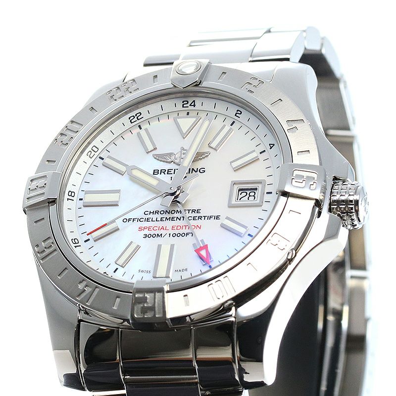 【中古】BREITLING AVENGER II GMT MOTHER OF PEARL JAPAN EDITION ブライトリング アベンジャーII GMT マザーオブパール ジャパンエディション A3239011/A809/170A (A329A-PPSS)