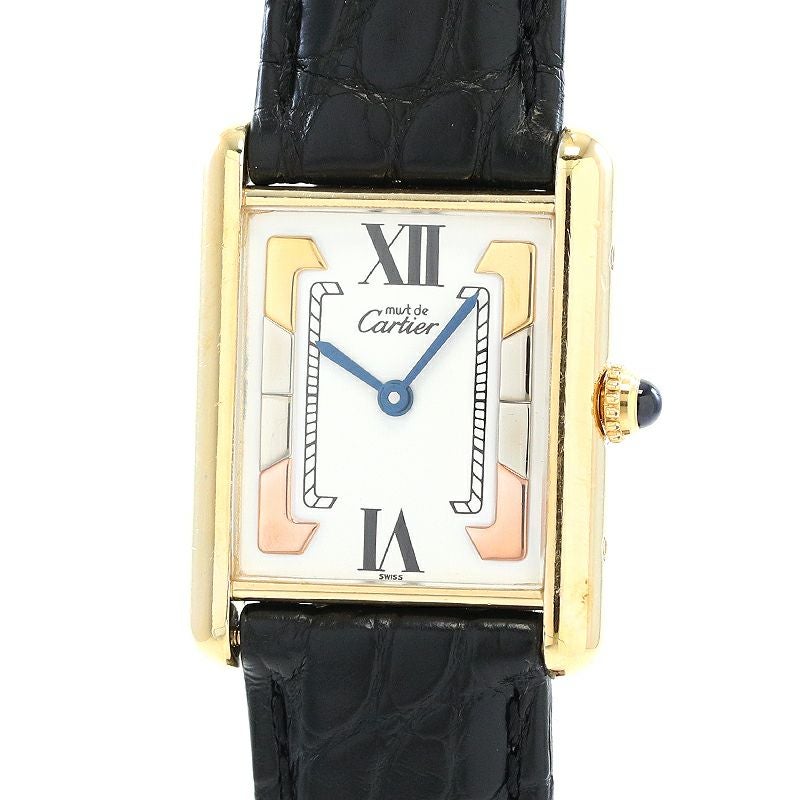【中古】CARTIER MUST TANK LARGE MODEL VERMEIL TRINITY DIAL カルティエ マストタンク LM ヴェルメイユ トリニティダイヤル W1006254