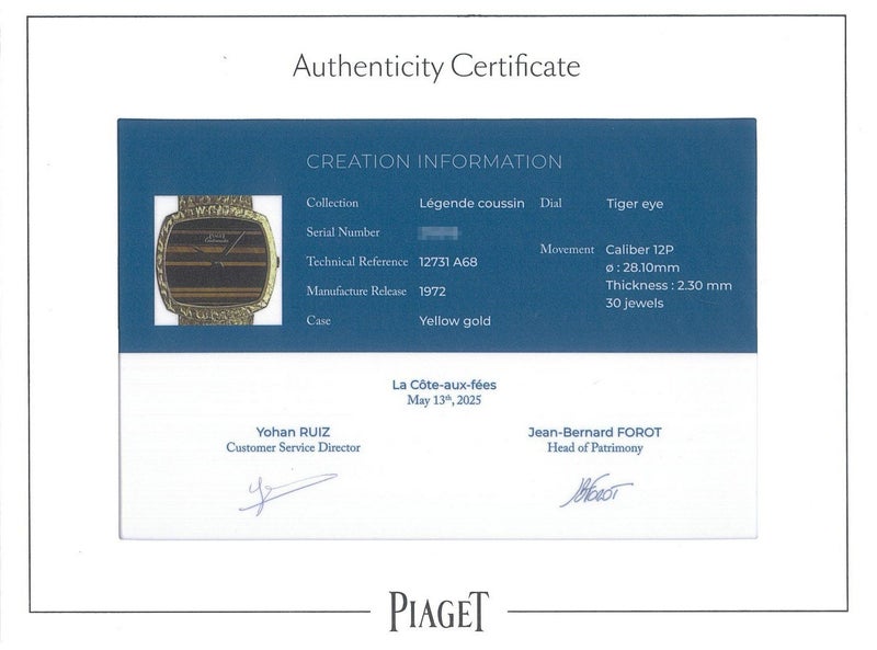 【中古】PIAGET LEGENDE COUSSIN TIGER-EYE DIAL ピアジェ レジェンドクッション タイガーアイ ダイヤル 12731 A68 (GGP98081)