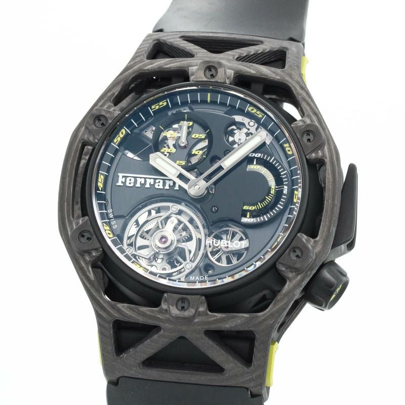 【中古】HUBLOT TECHFRAME FERRARI TOURBILLON CHRONOGRAPH LIMITED TO 70 ウブロ テクフレーム フェラーリ トゥールビヨン クロノグラフ 世界限定70本 408.QU.0129.RX