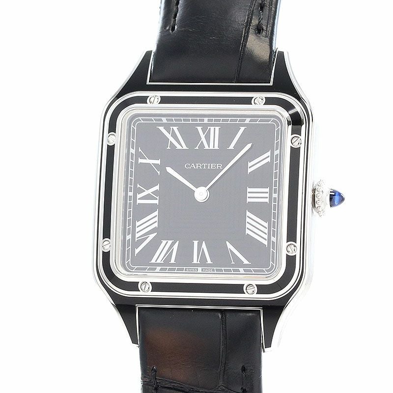 【中古】CARTIER SANTOS-DUMONT LARGE MODEL BLACK LACQUER カルティエ サントス-デュモン LM ブラックラッカー WSSA0046 (4298)