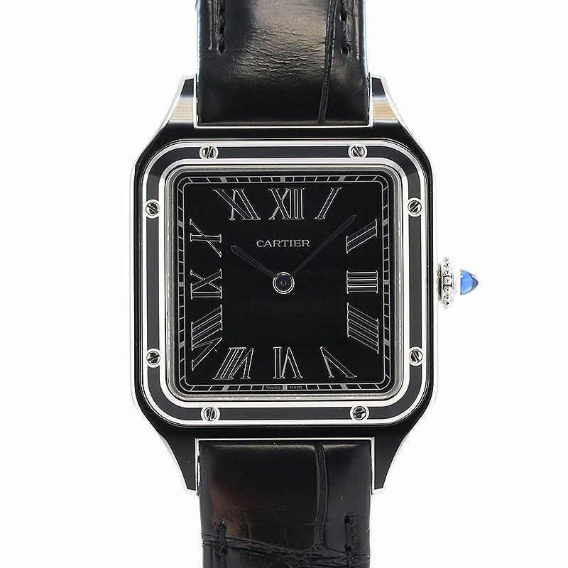 【中古】CARTIER SANTOS-DUMONT LARGE MODEL BLACK LACQUER カルティエ サントス-デュモン LM ブラックラッカー WSSA0046 (4298)