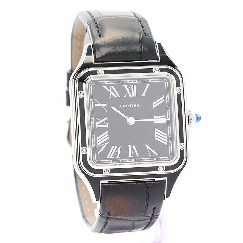 【中古】CARTIER SANTOS-DUMONT LARGE MODEL BLACK LACQUER カルティエ サントス-デュモン LM ブラックラッカー WSSA0046 (4298)