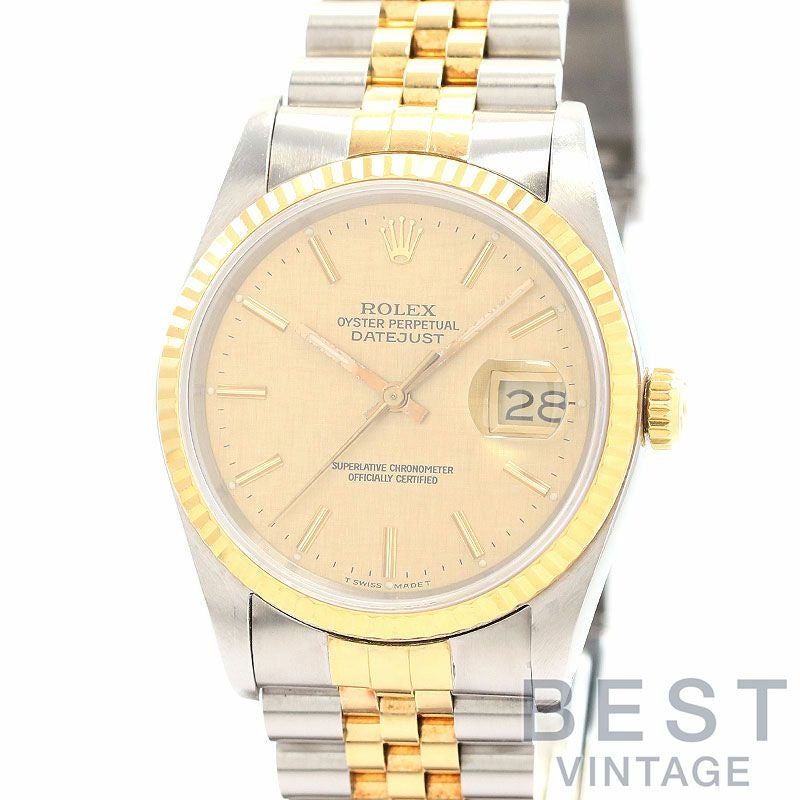 【中古】ROLEX OYSTER PERPETUAL DATEJUST 36 LINEN DIAL ロレックス オイスターパーペチュアル デイトジャスト 36 リネンダイヤル 16233