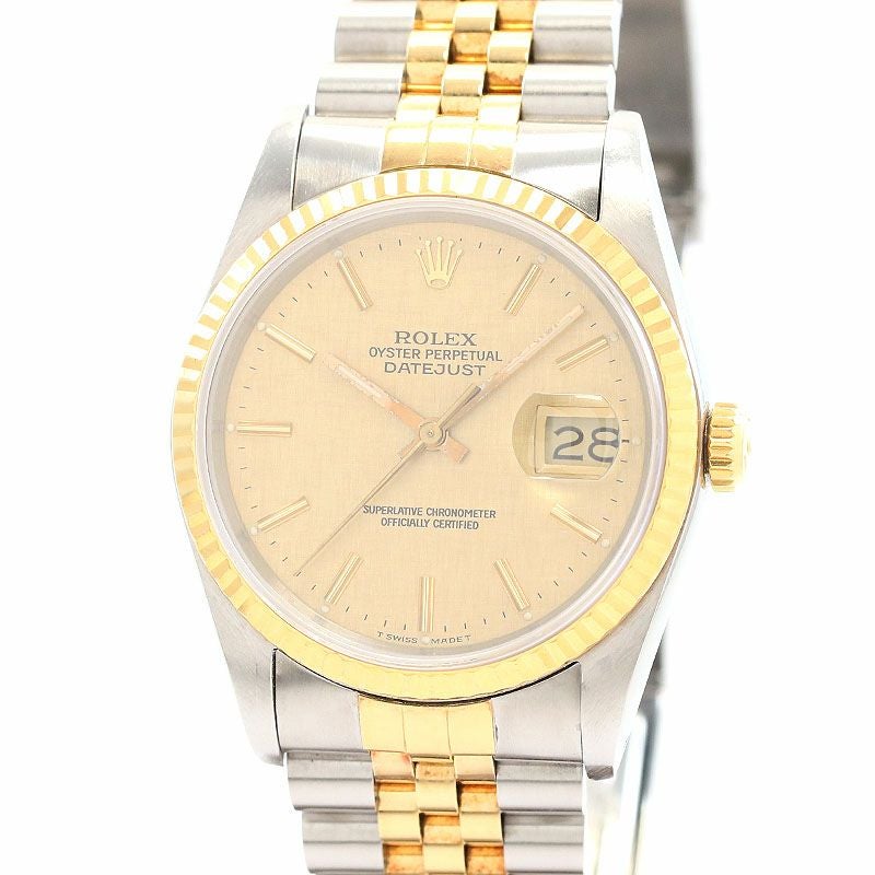 【中古】ROLEX OYSTER PERPETUAL DATEJUST 36 LINEN DIAL ロレックス オイスターパーペチュアル デイトジャスト 36 リネンダイヤル 16233