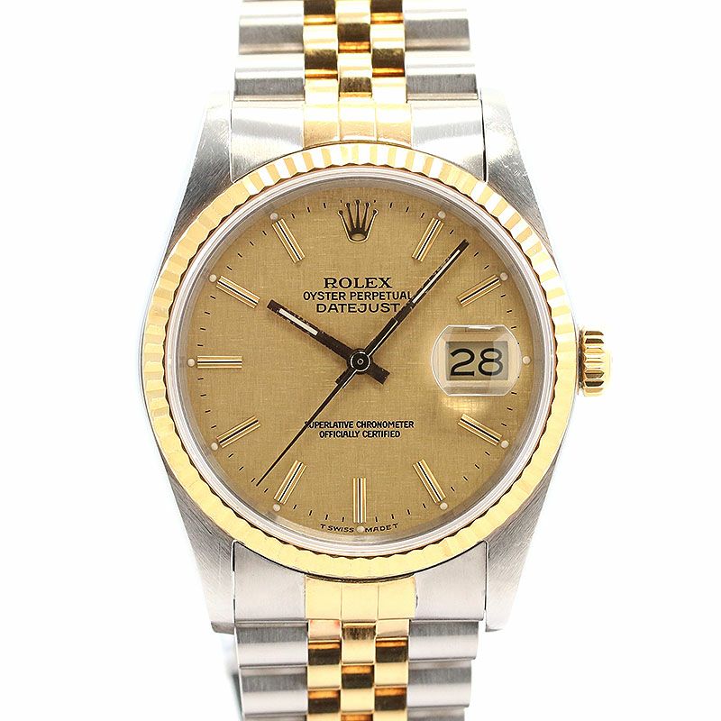 【中古】ROLEX OYSTER PERPETUAL DATEJUST 36 LINEN DIAL ロレックス オイスターパーペチュアル デイトジャスト 36 リネンダイヤル 16233